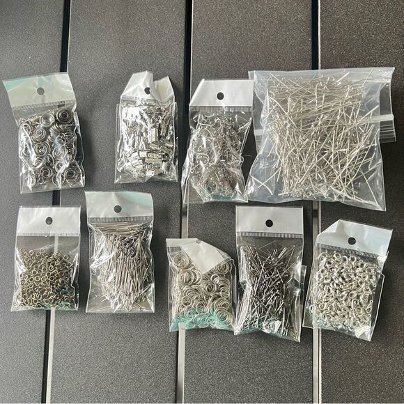 Assorted Silver Tones & Brass Jewelry Supplies bundle of 9 - Picture 1 of 10